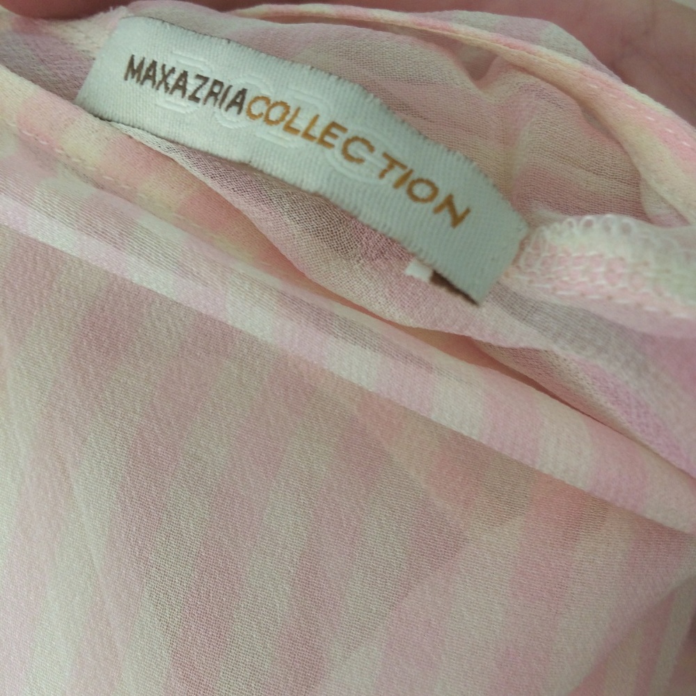 MaxAzria Collection Silk Pink Striped Wrap Dress - Picture 6 of 6